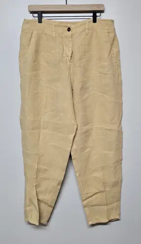 Poetry Women's Linen Tapered Pants Sz 16 US 12 Beige Natural Relaxed Fit Barrel
