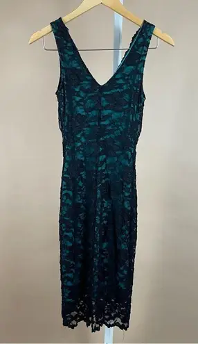 Ruby Rox Size Small Lace Turquoise Formal V Neck Sheath Dress Elegant Wedding