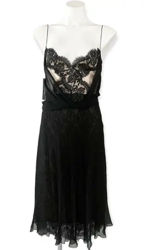 Elie Tahari Glenda Dress (100% Silk) Black Chiffon & Lace, Size 8 New w/Tag $698