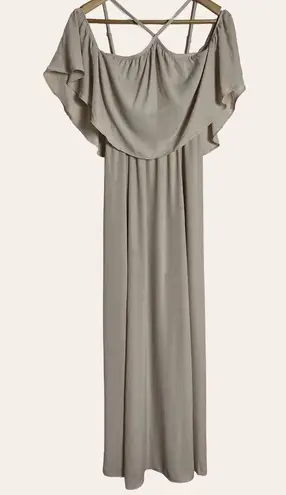 Show Me Your Mumu  Rebecca Champagne Cream Off Shoulder Maxi Dress Size XS