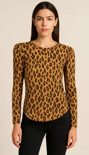 Veronica Beard Jeans Porter Tee Leopard Print Top New With Tags XS Brown