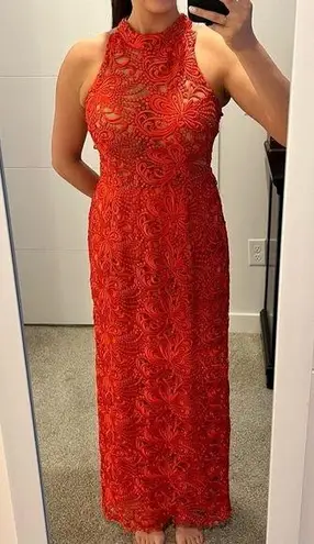 Red PatBO Crochet Maxi Dress Size 10