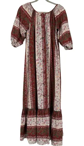 Tori Richard Vintage Maxi Dress 70s Boho Hawaiian Pink Floral Button Up Size L - Image 1