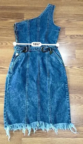 Retrofête Giorgio One-Shoulder Short Belted Denim Dress size small