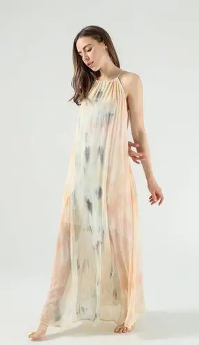 Young Fabulous and Broke 🫦 ✨ Sheer Italian Silk Pastel Maxi Dress With Inner Satin Slip