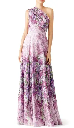 Badgley Mischka One-Shoulder Purple Orchid Gown, Size 4 Retail $990