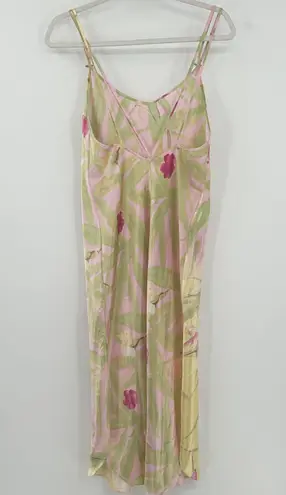California Dynasty Womens Vintage Y2K 90s Tropical Floral Maxi Slip Dress Size M Pink Size M