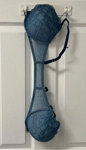 La Senza Sexy Push Up Bra 34D/32DD Blue Ombré Lace convertible racer back