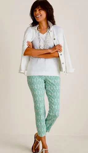 NYDJ Chico’s Cool Control Green Medallion-Print Skinny Ankle Jeans -Sz 14-NWT