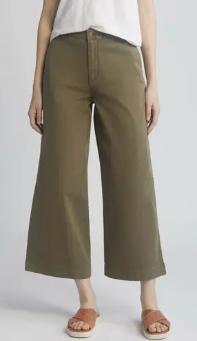 Caslon Nordstrom Women’s Olive Burnt Wide Leg Twill Pants Sz 4 High Rise BNWT
