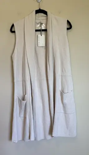 Barefoot Dreams CozyChic Ultra Lite Womens Sz M Sleeveless Cardigan Beige NWT