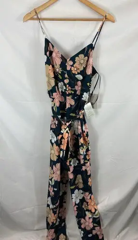 Chelsea28 NWT  Floral Wide Leg Jumpsuit Teal Fall Bouquet size medium