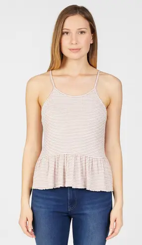 NWOT American Eagle White Purple Striped Ruffle Hem Tank Top XS