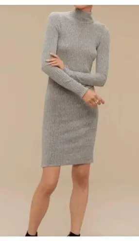 Wilfred Free Ribbed Mock Neck Long Sleeve Sweater Mini Dress Grey Size XXS Gray