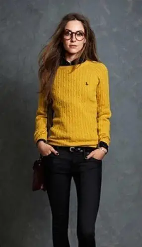 Jack Wills Women’s Cotton Cable Knit Sweater in Yellow US 6/UK 10