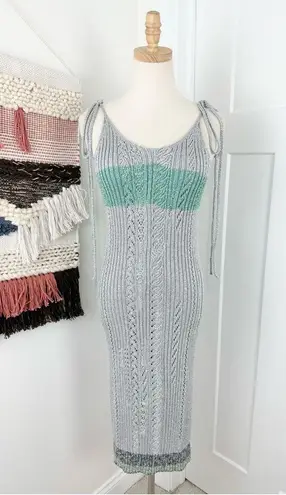 Zadig & Voltaire Jessy Silver Metallic Knit Midi Dress Sz S