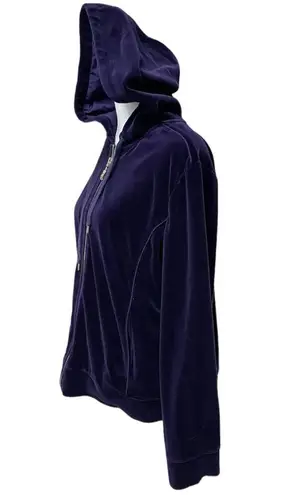 Ralph Lauren Lauren  Purple Velvet Long Sleeve Zip Front Hoodie Size Large