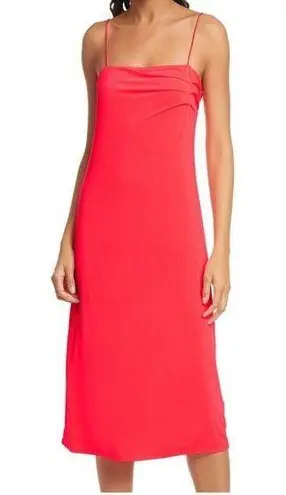Le Superbe NWT Entourage Midi Slip Dress Hot Pink Coral Neon Slinky Satin size S