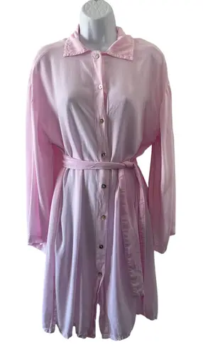 Jen's Pirate Booty Shirt Dress Womens OS Pink Morrison Button Up Lightweight