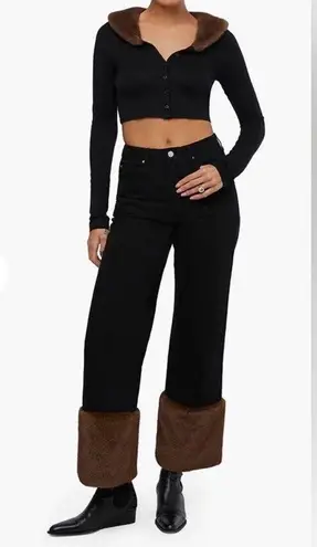 We Wore What Faux Fur Straight Leg Jean