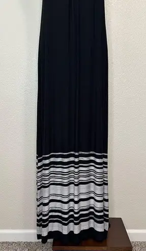 Soma Halter Black Gray Striped Maxi Dress