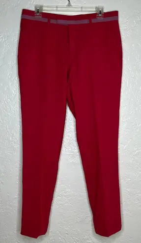 Paul Smith Women's Red Straight Slim Leg Trouser Pants Pink Trim Size 32