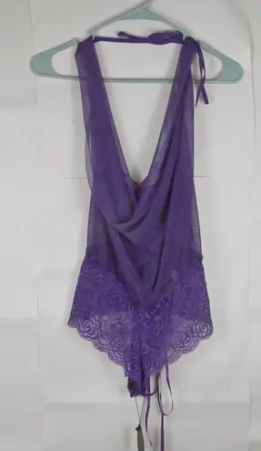 Avidlove Women's Purple Lace Halter Teddy Bodysuit One Size Intimates