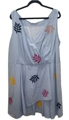 Eshakti Wayward Fancies  blue dress yarn embroidered‎ leaves 3x plus size summer