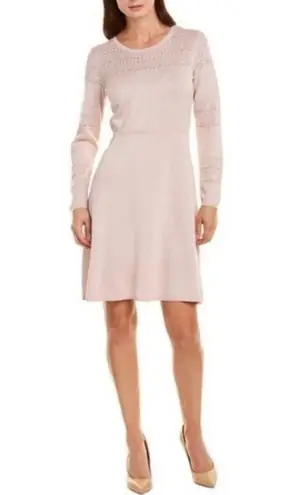 Julia Jordan Fit & Flare Knit Sweater Dress Long Sleeve Blush Size M, New w/Tag