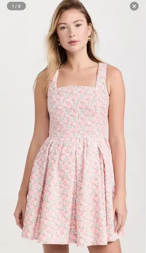 Endless Rose NWT Pink Floral Textured Bow Tie Mini Dress Square Neck Size Large - Image 1