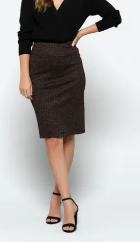 NWOT Stitch Fix Liverpool Bia Knit Leopard Print Pencil Brown/Black Skirt Sz 14 Brown
