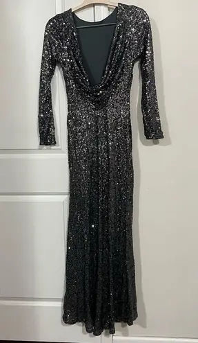 Badgley Mischka Silver Sequin Dara Gown Size 6 US $660