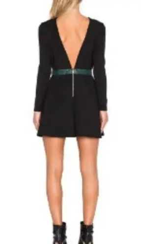 NBD Revolve  x Naven Twins Long Sleeve Skater Mini Dress Cut Out Green Belt Small