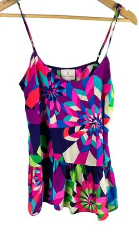 Julie Brown NYC Colorful Mod Silk Peplum Preppy Tank Size Small