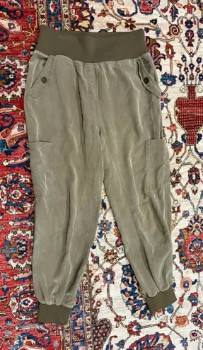 Maeve by Anthropologie Cargo Jogger Pants Olive Green Pull-On Cotton Blend