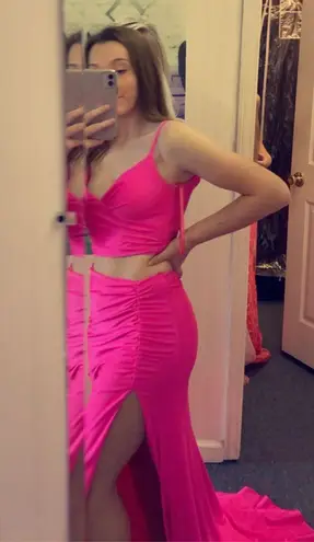 La Femme Hot Pink Prom Dress