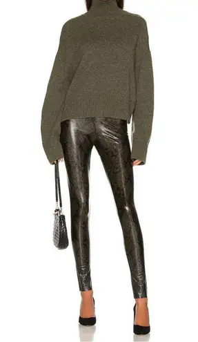 Commando Faux Leather Animal Legging in Moss Snake Small