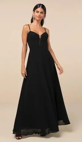 Lulus NWOT Stunning Grace Black Cutout A-Line Maxi Dress Sz M