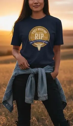 Next Level Apparel Yellowstone “Keep Moving RIP” Graphic Tee in Size XL Black