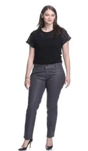 James Jeans NWT New Womens 22 Icon Plus Size Coated Legging Leather Dark Gray