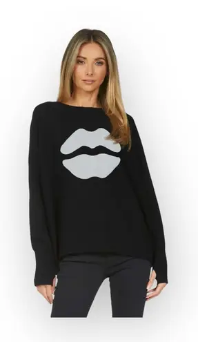 Lauren Moshi ᨎ Ladona X White Mouth Lightweight Knit Cashmere Sweater ᨎ Black S
