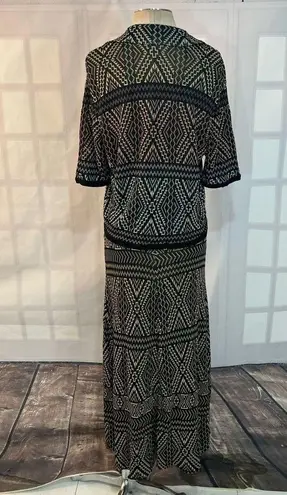 Brenda French vintage 2piece knit button down top and maxi skirt set