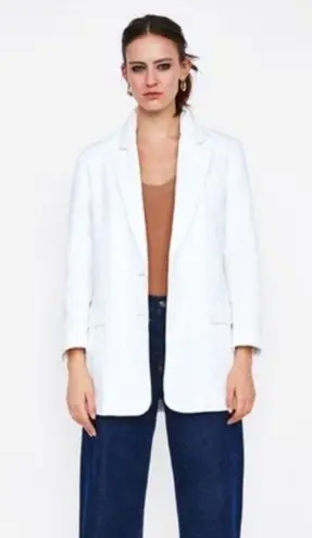 ZARA  White Linen Blazer Jacket Coat