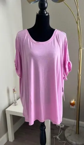 Velocity Womens Short Sleeve Round Neck Cold Shoulder Athletic T-Shirt Size 3X