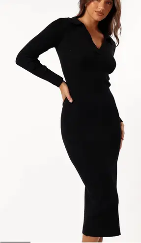 Petal and Pup NWOT Black Collins long sleeve rib knit sweater dress m