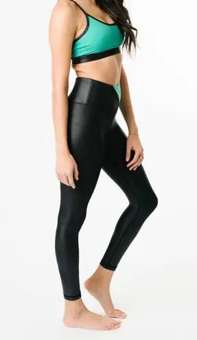 Zyia Active Womens Legging Light N Tight Hi Rise Jade River Stone Metallic Sz 20