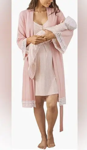 Angel Maternity Women’s Size XL/2XL Robe Pink Crochet NWT