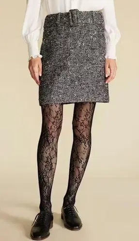 Amour Vert NWOT Ira Tweed Miniskirt Belted Grey Size 6