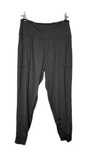 Oalka Leggings Women's Size Medium Joggers Solid Black Pockets Casual Athleisure