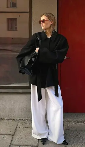 St. John Women’s Belted Double Face Wool & Cashmere Wrap Coat Black